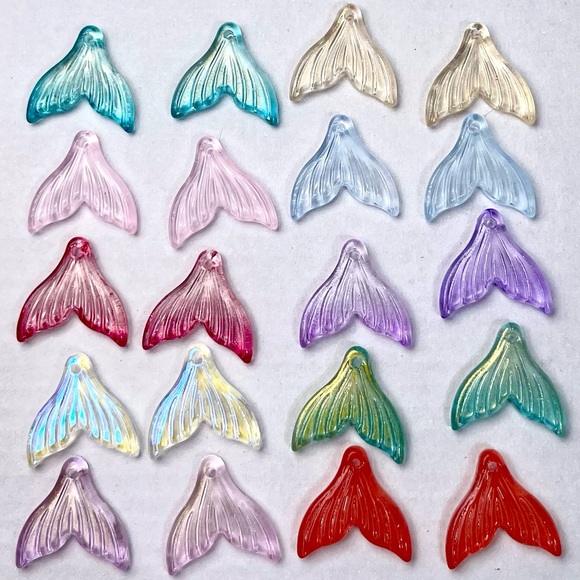 70pc GLASS Mermaid Tails Charms Jewelry Making Crafting DIY Bracelets 925 Bundle - Picture 7 of 16